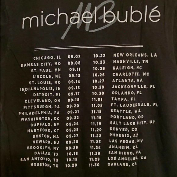 Michael Buble Band Concert Tee Unisex Slim Fit Black Size medium - Picture 9 of 10